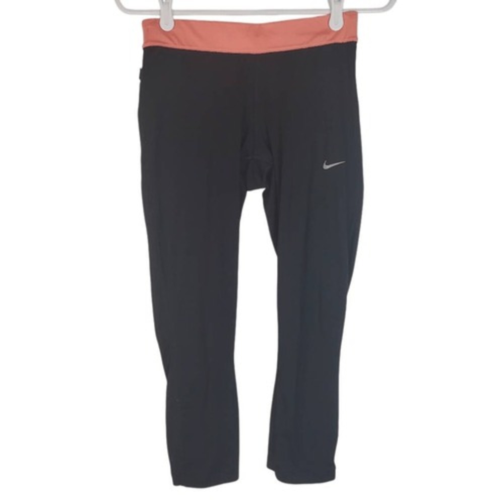 Nike Dri-FIT Womens Running Crop Leggings Black Coral Small
